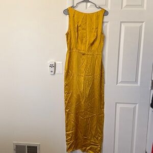 Reformation Silk Gold Backless Dress